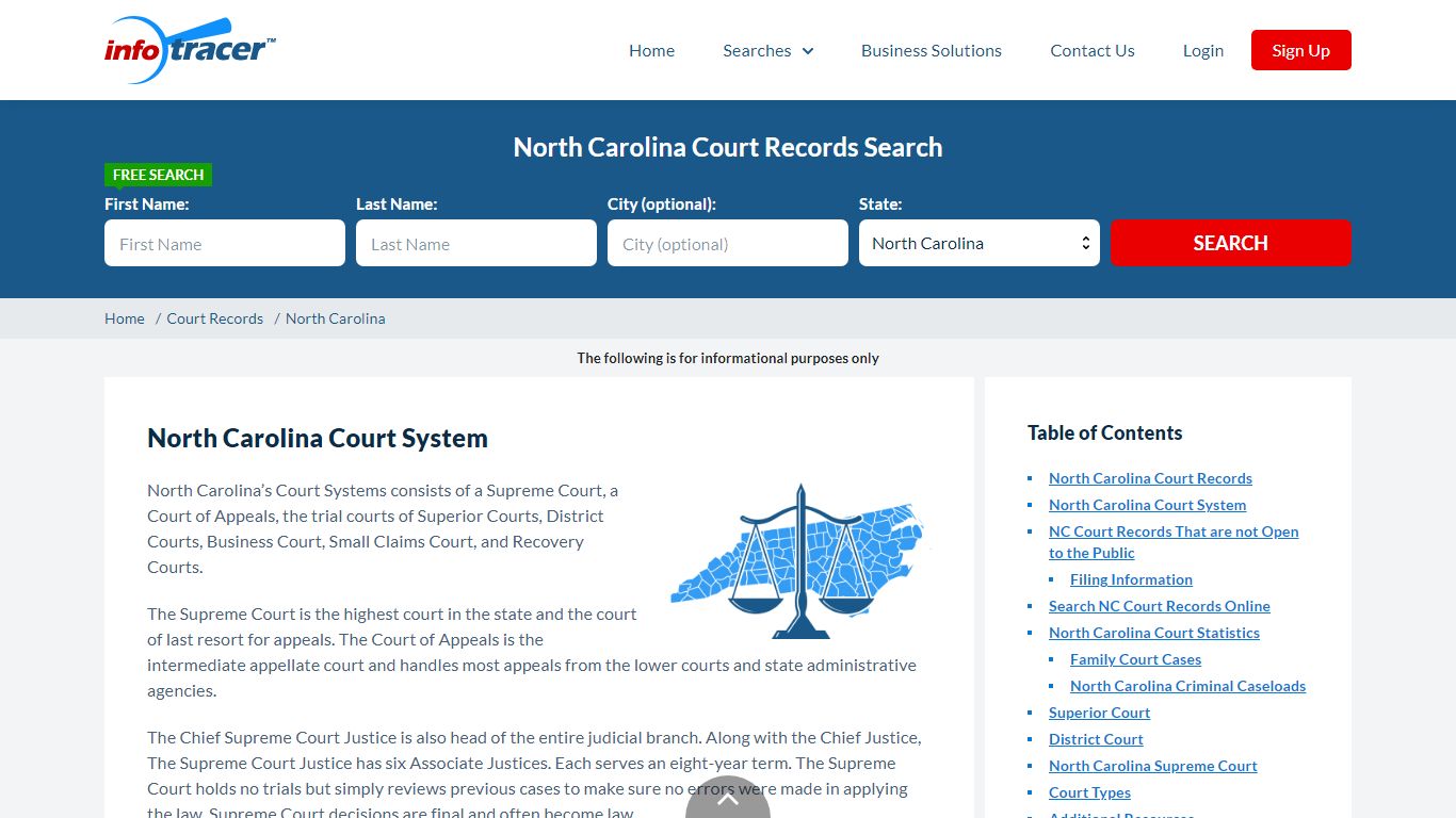 Search North Carolina Court Records By Name Online - InfoTracer